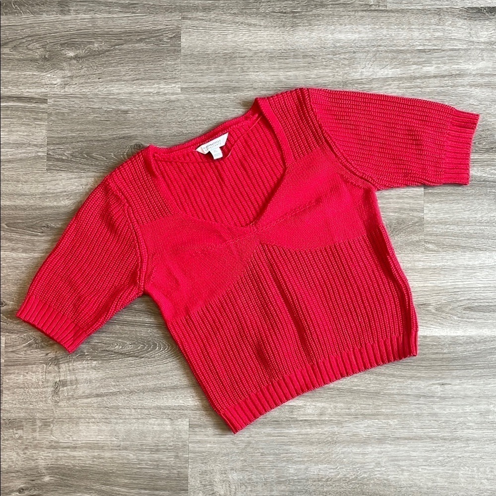 Modern Supply by Sanctuary Red Knit Short Sleeve Sweater